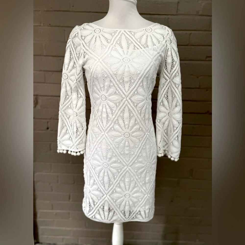 Lilly Pulitzer white v back floral lace dress XS
